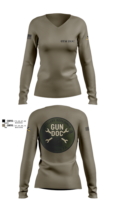 ARMT 1-320th Field Artillery 11716991 Women's Long Sleeve V-neck Shirt - 2