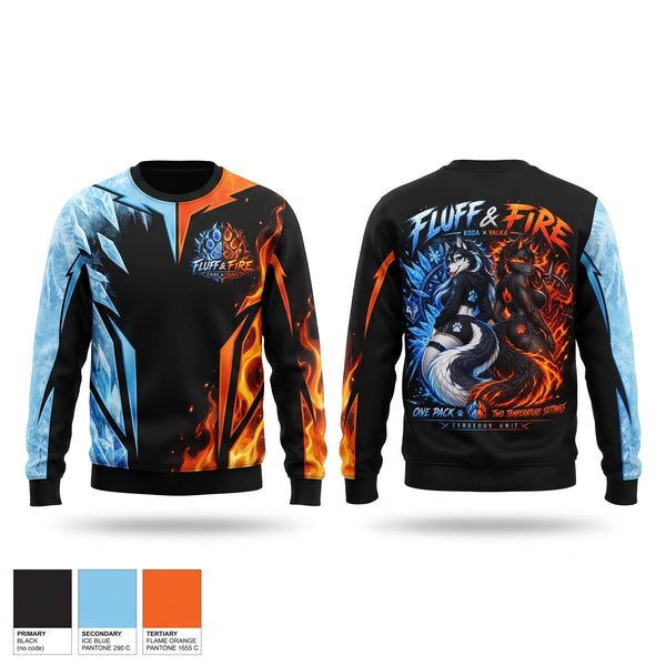 Crew Neck Sweatshirt, Fluff and fire, E-Sports, Teamtime, Team time, sublimation, custom sports apparel, team uniforms, spirit wear, spiritwear, sports uniforms, custom shirts, team store, custom team store, fundraiser sports, apparel fundraiser