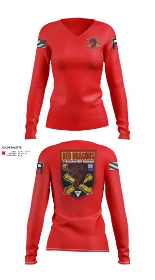 Womens Long Sleeve Vneck Shirt, 2-306th FAR, Army, Teamtime, Team time, sublimation, custom sports apparel, team uniforms, spirit wear, spiritwear, sports uniforms, custom shirts, team store, custom team store, fundraiser sports, apparel fundraiser