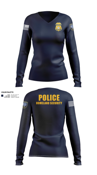 Womens Long Sleeve Vneck Shirt, Federal Protective Service, Police, Teamtime, Team time, sublimation, custom sports apparel, team uniforms, spirit wear, spiritwear, sports uniforms, custom shirts, team store, custom team store, fundraiser sports, apparel fundraiser