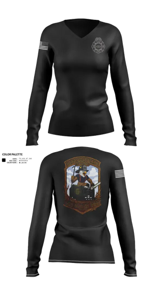 Womens Long Sleeve Vneck Shirt, Hopkinsville Fire Department, Fire Department, Teamtime, Team time, sublimation, custom sports apparel, team uniforms, spirit wear, spiritwear, sports uniforms, custom shirts, team store, custom team store, fundraiser sports, apparel fundraiser