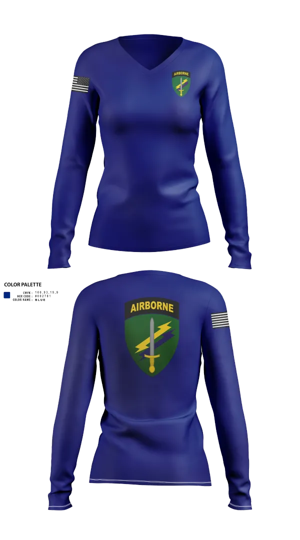 Womens Long Sleeve Vneck Shirt, Civil Affairs, , Teamtime, Team time, sublimation, custom sports apparel, team uniforms, spirit wear, spiritwear, sports uniforms, custom shirts, team store, custom team store, fundraiser sports, apparel fundraiser