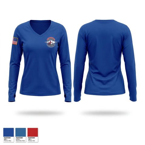 Womens Long Sleeve Vneck Shirt, 189 AMXS, National Guard, Teamtime, Team time, sublimation, custom sports apparel, team uniforms, spirit wear, spiritwear, sports uniforms, custom shirts, team store, custom team store, fundraiser sports, apparel fundraiser