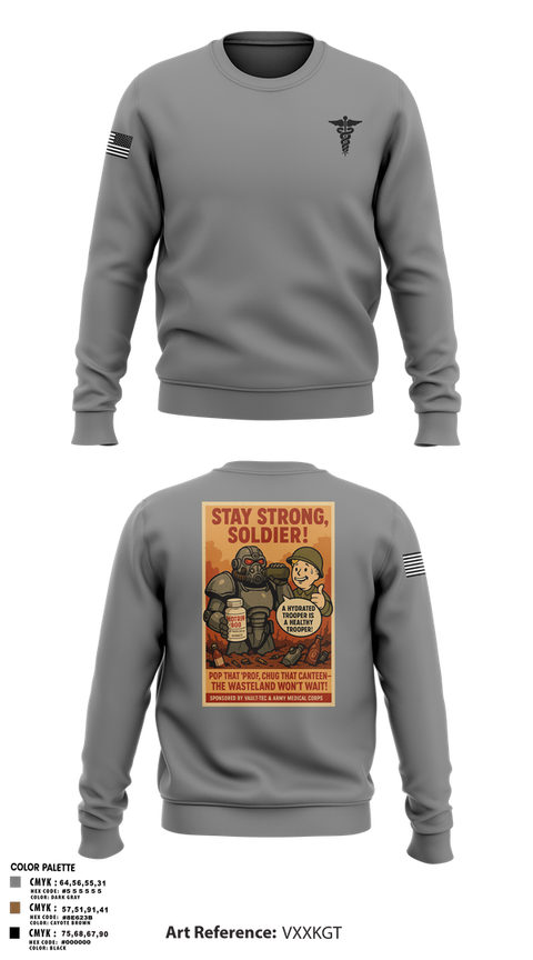 Crew Neck Sweatshirt, HHB 5-5 ADA Hippocratic Steel, Army, Teamtime, Team time, sublimation, custom sports apparel, team uniforms, spirit wear, spiritwear, sports uniforms, custom shirts, team store, custom team store, fundraiser sports, apparel fundraiser