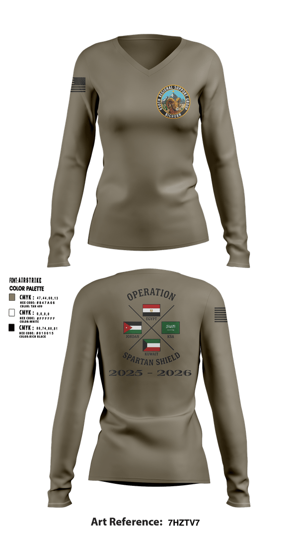 Womens Long Sleeve Vneck Shirt, 650th RSG, Army, Teamtime, Team time, sublimation, custom sports apparel, team uniforms, spirit wear, spiritwear, sports uniforms, custom shirts, team store, custom team store, fundraiser sports, apparel fundraiser