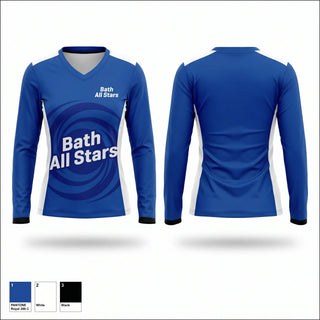 Womens Long Sleeve Vneck Shirt, Bath All Stars, Baseball, Teamtime, Team time, sublimation, custom sports apparel, team uniforms, spirit wear, spiritwear, sports uniforms, custom shirts, team store, custom team store, fundraiser sports, apparel fundraiser