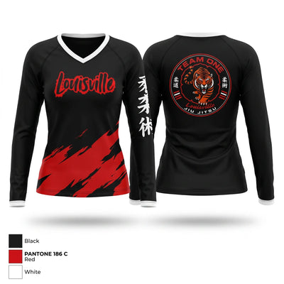 Team One Louisville Jiu Jitsu Women's Long Sleeve V-neck Shirt - 1