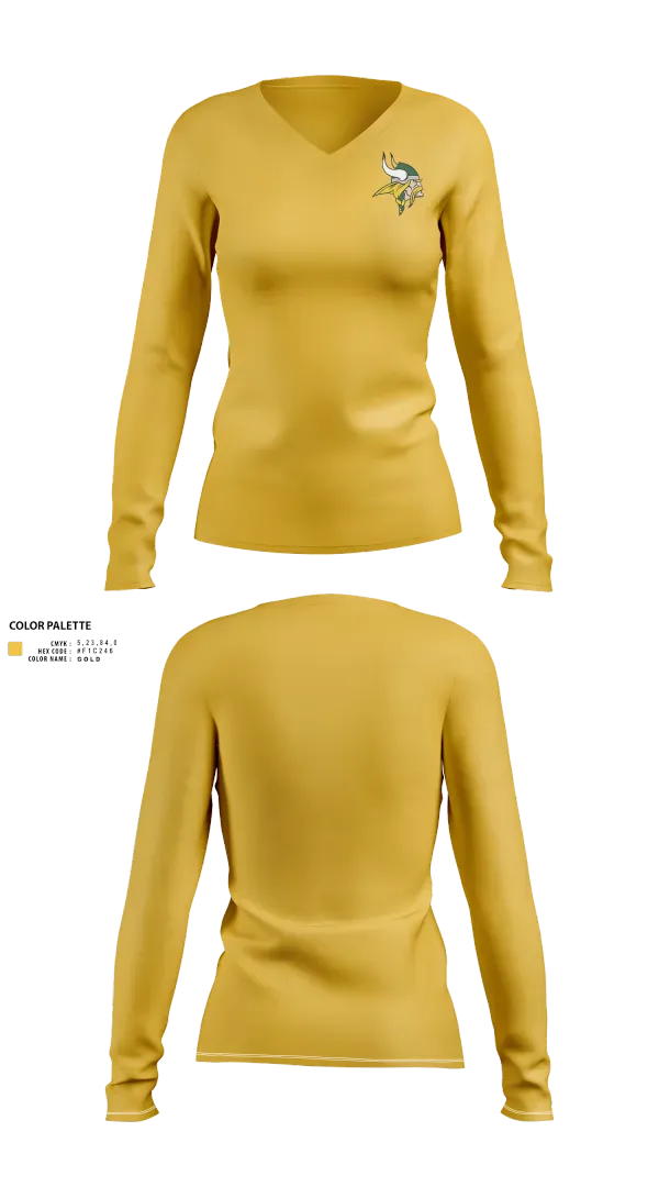 Womens Long Sleeve Vneck Shirt, Northland Vikings, , Teamtime, Team time, sublimation, custom sports apparel, team uniforms, spirit wear, spiritwear, sports uniforms, custom shirts, team store, custom team store, fundraiser sports, apparel fundraiser