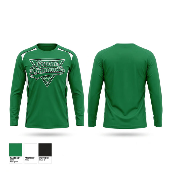Long Sleeve Performance Shirt, Greene Diamonds, Softball, Teamtime, Team time, sublimation, custom sports apparel, team uniforms, spirit wear, spiritwear, sports uniforms, custom shirts, team store, custom team store, fundraiser sports, apparel fundraiser
