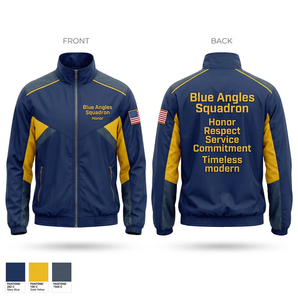 Windbreaker, Blue Angles Squadron, Navy, Teamtime, Team time, sublimation, custom sports apparel, team uniforms, spirit wear, spiritwear, sports uniforms, custom shirts, team store, custom team store, fundraiser sports, apparel fundraiser