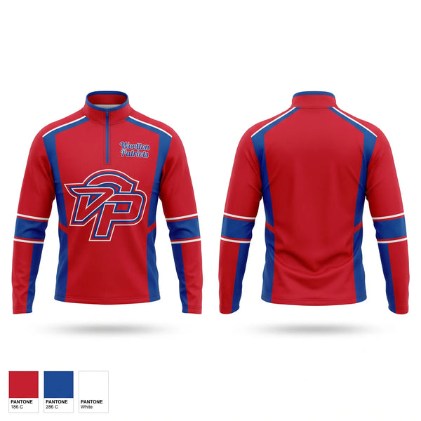 Quarter Zip Jacket, Wootton Patriots, Cheer, Teamtime, Team time, sublimation, custom sports apparel, team uniforms, spirit wear, spiritwear, sports uniforms, custom shirts, team store, custom team store, fundraiser sports, apparel fundraiser
