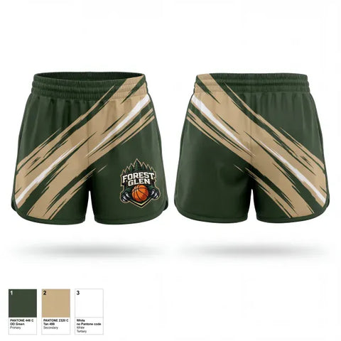 Womens Shorts, Forest Glen, Men's Basketball, Teamtime, Team time, sublimation, custom sports apparel, team uniforms, spirit wear, spiritwear, sports uniforms, custom shirts, team store, custom team store, fundraiser sports, apparel fundraiser