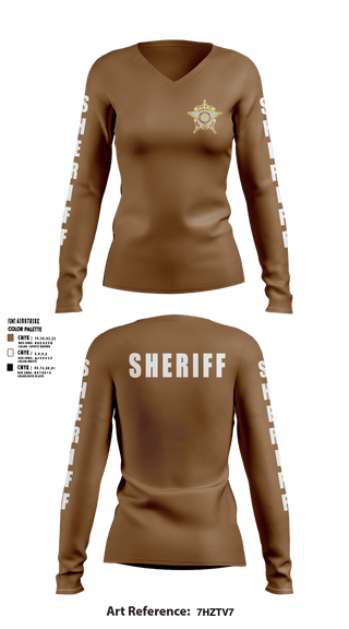 Womens Long Sleeve Vneck Shirt, SHERIFF, Police, Teamtime, Team time, sublimation, custom sports apparel, team uniforms, spirit wear, spiritwear, sports uniforms, custom shirts, team store, custom team store, fundraiser sports, apparel fundraiser