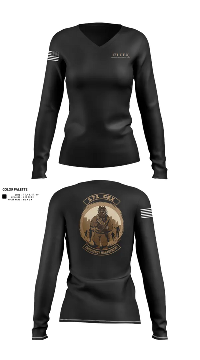 171st Emergency Management Flight 44868000 Women's Long Sleeve V-neck Shirt - 21