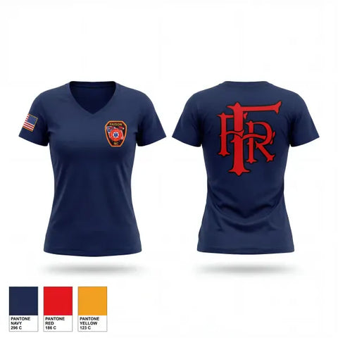 Womens Short Sleeve Vneck Shirt, Faison Fire & Rescue Inc., Fire Department, Teamtime, Team time, sublimation, custom sports apparel, team uniforms, spirit wear, spiritwear, sports uniforms, custom shirts, team store, custom team store, fundraiser sports, apparel fundraiser