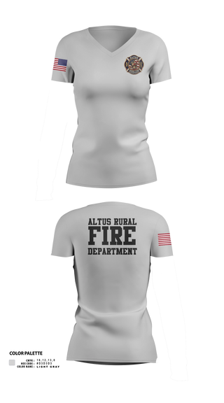 Womens Short Sleeve Vneck Shirt, Altus Rural Fire Department, Fire Department, Teamtime, Team time, sublimation, custom sports apparel, team uniforms, spirit wear, spiritwear, sports uniforms, custom shirts, team store, custom team store, fundraiser sports, apparel fundraiser