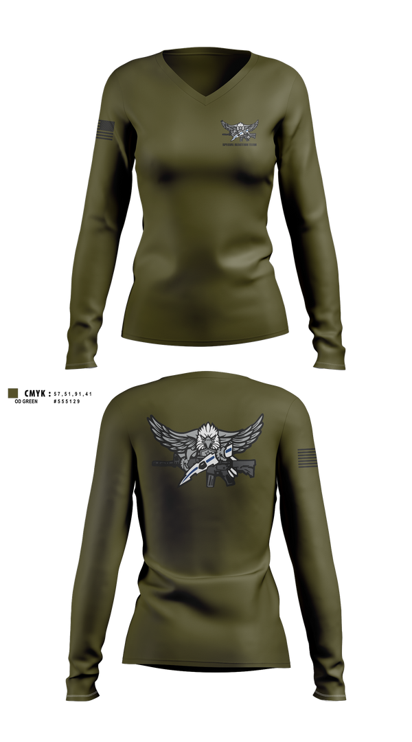 Womens Long Sleeve Vneck Shirt, Special Reaction Team, Marines, Teamtime, Team time, sublimation, custom sports apparel, team uniforms, spirit wear, spiritwear, sports uniforms, custom shirts, team store, custom team store, fundraiser sports, apparel fundraiser