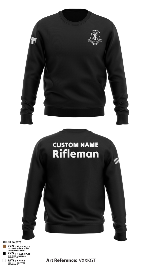 Crew Neck Sweatshirt, Pershing Rifles, Army, Teamtime, Team time, sublimation, custom sports apparel, team uniforms, spirit wear, spiritwear, sports uniforms, custom shirts, team store, custom team store, fundraiser sports, apparel fundraiser