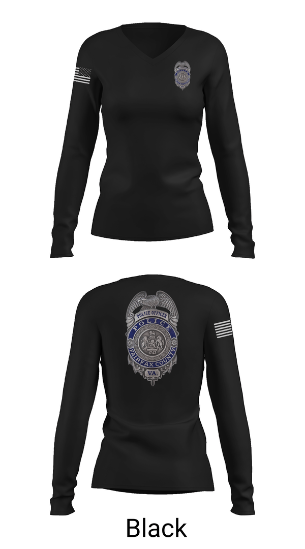 Womens Long Sleeve Vneck Shirt, Reston Midnights B Squad, Police, Teamtime, Team time, sublimation, custom sports apparel, team uniforms, spirit wear, spiritwear, sports uniforms, custom shirts, team store, custom team store, fundraiser sports, apparel fundraiser