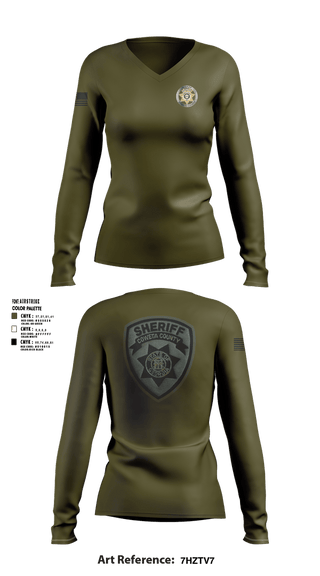 Womens Long Sleeve Vneck Shirt, School Resource Officer, Police, Teamtime, Team time, sublimation, custom sports apparel, team uniforms, spirit wear, spiritwear, sports uniforms, custom shirts, team store, custom team store, fundraiser sports, apparel fundraiser