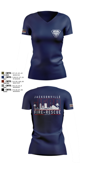 Womens Short Sleeve Vneck Shirt, JFRD Critical Care Team, Fire Department, Teamtime, Team time, sublimation, custom sports apparel, team uniforms, spirit wear, spiritwear, sports uniforms, custom shirts, team store, custom team store, fundraiser sports, apparel fundraiser