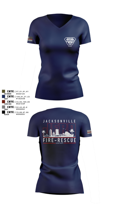 JFRD Critical Care Team 81495664 Women's Short Sleeve V-neck Shirt - 3