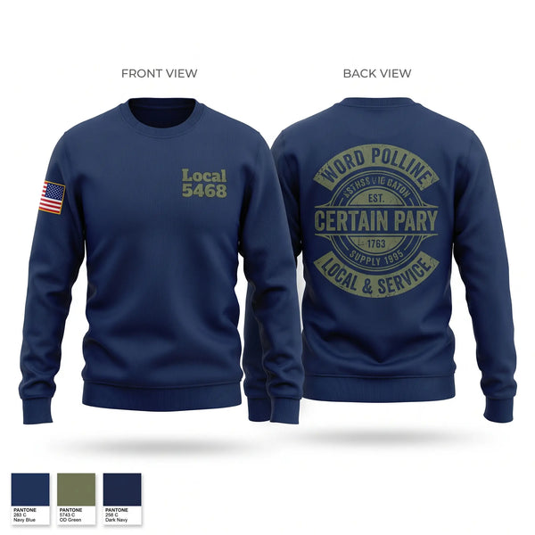 Crew Neck Sweatshirt, Local 5468, Fire Department, Teamtime, Team time, sublimation, custom sports apparel, team uniforms, spirit wear, spiritwear, sports uniforms, custom shirts, team store, custom team store, fundraiser sports, apparel fundraiser