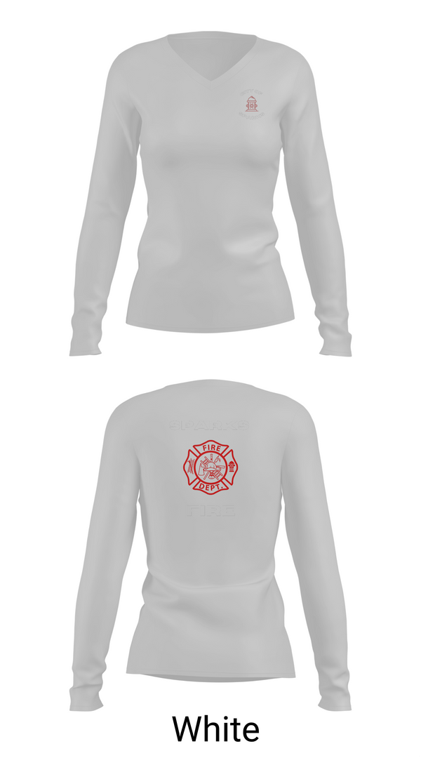 Womens Long Sleeve Vneck Shirt, Sparks Fire Department, Fire Department, Teamtime, Team time, sublimation, custom sports apparel, team uniforms, spirit wear, spiritwear, sports uniforms, custom shirts, team store, custom team store, fundraiser sports, apparel fundraiser