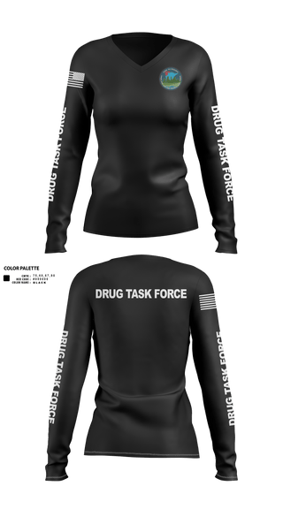Womens Long Sleeve Vneck Shirt, Pine to Prairie Drug Task Force, Police, Teamtime, Team time, sublimation, custom sports apparel, team uniforms, spirit wear, spiritwear, sports uniforms, custom shirts, team store, custom team store, fundraiser sports, apparel fundraiser