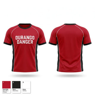 Soft Poly Tee Cotton Like Feel, Durango Danger, Softball, Teamtime, Team time, sublimation, custom sports apparel, team uniforms, spirit wear, spiritwear, sports uniforms, custom shirts, team store, custom team store, fundraiser sports, apparel fundraiser