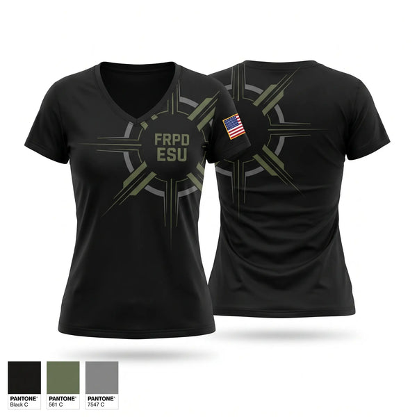 Womens Short Sleeve Vneck Shirt, FRPD ESU, Police, Teamtime, Team time, sublimation, custom sports apparel, team uniforms, spirit wear, spiritwear, sports uniforms, custom shirts, team store, custom team store, fundraiser sports, apparel fundraiser