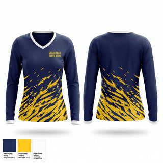 Womens Long Sleeve Vneck Shirt, CEDAR CLIFF COLTS JROTC, Spirit Store, Teamtime, Team time, sublimation, custom sports apparel, team uniforms, spirit wear, spiritwear, sports uniforms, custom shirts, team store, custom team store, fundraiser sports, apparel fundraiser