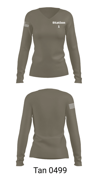 Womens Long Sleeve Vneck Shirt, Station 1, Fire Department, Teamtime, Team time, sublimation, custom sports apparel, team uniforms, spirit wear, spiritwear, sports uniforms, custom shirts, team store, custom team store, fundraiser sports, apparel fundraiser