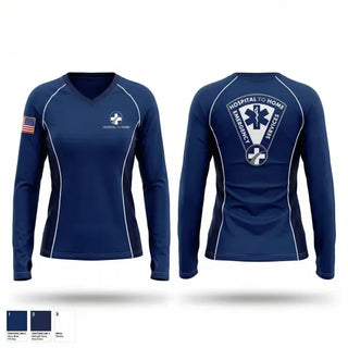 Womens Long Sleeve Vneck Shirt, H2H, EMS/EMT, Teamtime, Team time, sublimation, custom sports apparel, team uniforms, spirit wear, spiritwear, sports uniforms, custom shirts, team store, custom team store, fundraiser sports, apparel fundraiser