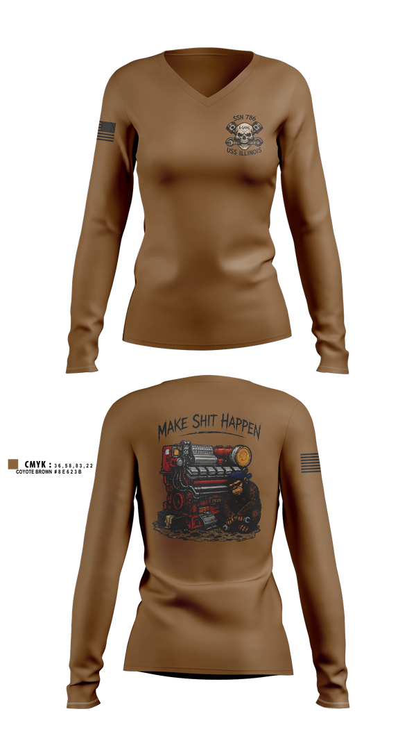 Womens Long Sleeve Vneck Shirt, A GANG, Navy, Teamtime, Team time, sublimation, custom sports apparel, team uniforms, spirit wear, spiritwear, sports uniforms, custom shirts, team store, custom team store, fundraiser sports, apparel fundraiser