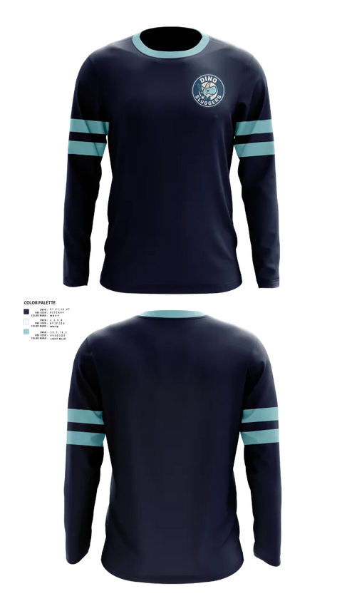 Long Sleeve Performance Shirt, Dino Sluggers, Baseball, Teamtime, Team time, sublimation, custom sports apparel, team uniforms, spirit wear, spiritwear, sports uniforms, custom shirts, team store, custom team store, fundraiser sports, apparel fundraiser