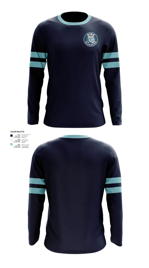 Long Sleeve Performance Shirt, Dino Sluggers, Baseball, Teamtime, Team time, sublimation, custom sports apparel, team uniforms, spirit wear, spiritwear, sports uniforms, custom shirts, team store, custom team store, fundraiser sports, apparel fundraiser