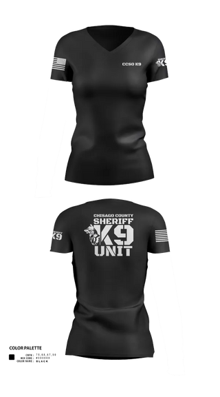 Womens Short Sleeve Vneck Shirt, Chisago County K9 Unit, , Teamtime, Team time, sublimation, custom sports apparel, team uniforms, spirit wear, spiritwear, sports uniforms, custom shirts, team store, custom team store, fundraiser sports, apparel fundraiser