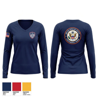Womens Long Sleeve Vneck Shirt, New Fairview Fire Rescue, Fire Department, Teamtime, Team time, sublimation, custom sports apparel, team uniforms, spirit wear, spiritwear, sports uniforms, custom shirts, team store, custom team store, fundraiser sports, apparel fundraiser