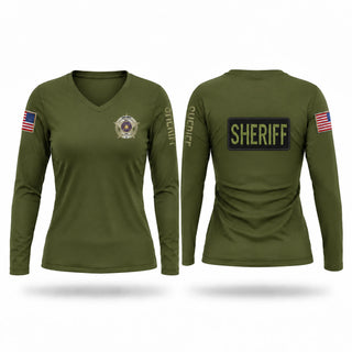 Womens Long Sleeve Vneck Shirt, Tioga County Sheriff's Office, Police, Teamtime, Team time, sublimation, custom sports apparel, team uniforms, spirit wear, spiritwear, sports uniforms, custom shirts, team store, custom team store, fundraiser sports, apparel fundraiser