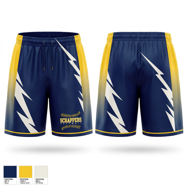 Athletic Shorts With Pockets, Scrappers, Softball, Teamtime, Team time, sublimation, custom sports apparel, team uniforms, spirit wear, spiritwear, sports uniforms, custom shirts, team store, custom team store, fundraiser sports, apparel fundraiser