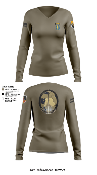 5th Special Forces Group 48922041 Women's Long Sleeve V-neck Shirt - 1