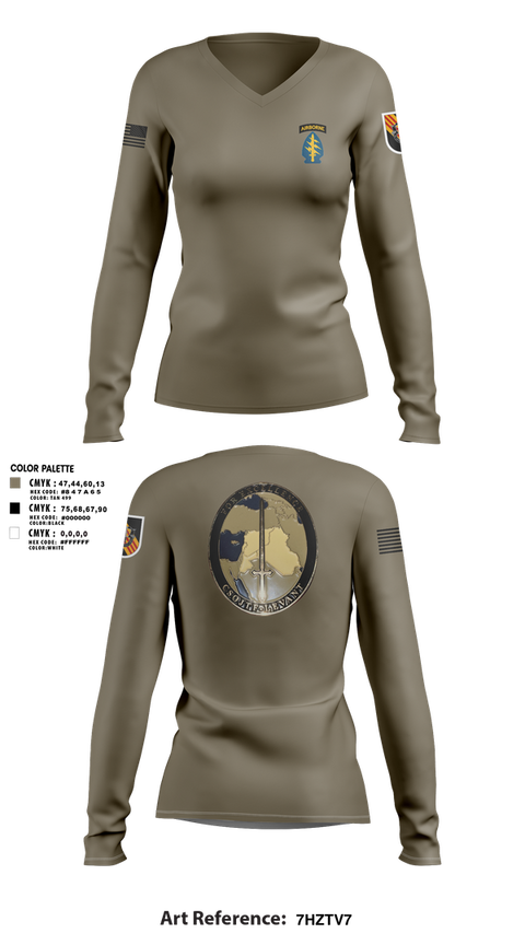 Womens Long Sleeve Vneck Shirt, 5th Special Forces Group, , Teamtime, Team time, sublimation, custom sports apparel, team uniforms, spirit wear, spiritwear, sports uniforms, custom shirts, team store, custom team store, fundraiser sports, apparel fundraiser