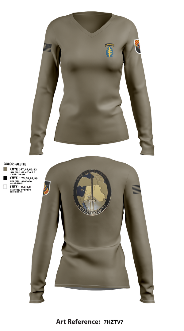 Womens Long Sleeve Vneck Shirt, 5th Special Forces Group, , Teamtime, Team time, sublimation, custom sports apparel, team uniforms, spirit wear, spiritwear, sports uniforms, custom shirts, team store, custom team store, fundraiser sports, apparel fundraiser