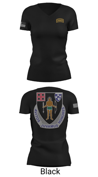 Womens Short Sleeve Vneck Shirt, Chaos Company, 1-182 Infantry, , Teamtime, Team time, sublimation, custom sports apparel, team uniforms, spirit wear, spiritwear, sports uniforms, custom shirts, team store, custom team store, fundraiser sports, apparel fundraiser