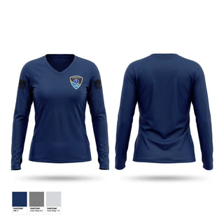 Womens Long Sleeve Vneck Shirt, Jackson county ems, EMS/EMT, Teamtime, Team time, sublimation, custom sports apparel, team uniforms, spirit wear, spiritwear, sports uniforms, custom shirts, team store, custom team store, fundraiser sports, apparel fundraiser