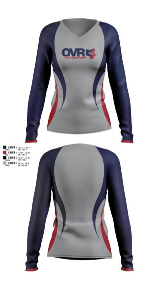 Womens Long Sleeve Vneck Shirt, Ohio Valley Region Volleyball, Women's Volleyball, Teamtime, Team time, sublimation, custom sports apparel, team uniforms, spirit wear, spiritwear, sports uniforms, custom shirts, team store, custom team store, fundraiser sports, apparel fundraiser