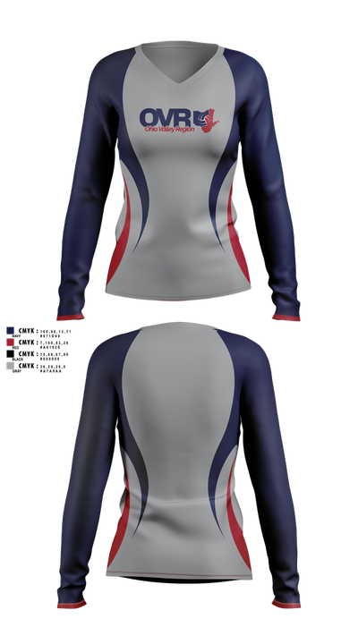 Ohio Valley Region Volleyball 78504074 Women's Long Sleeve V-neck Shirt - 3 (1)