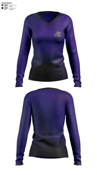 Womens Long Sleeve Vneck Shirt, Lihue Storm, Women's Basketball, Teamtime, Team time, sublimation, custom sports apparel, team uniforms, spirit wear, spiritwear, sports uniforms, custom shirts, team store, custom team store, fundraiser sports, apparel fundraiser