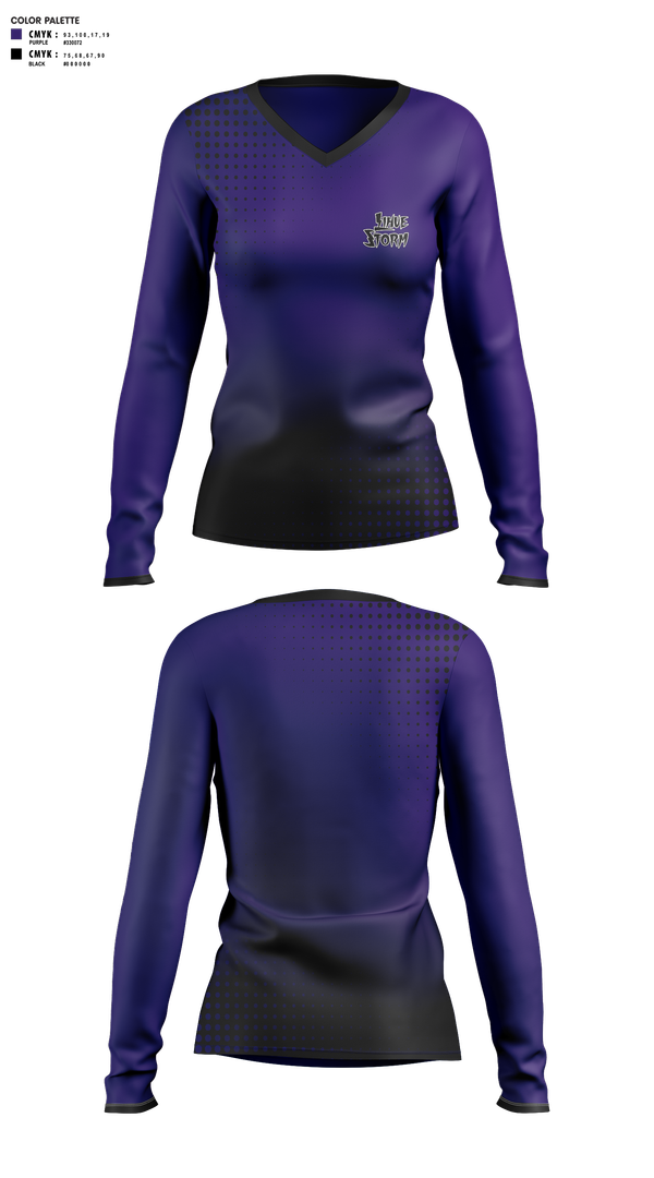 Womens Long Sleeve Vneck Shirt, Lihue Storm, Women's Basketball, Teamtime, Team time, sublimation, custom sports apparel, team uniforms, spirit wear, spiritwear, sports uniforms, custom shirts, team store, custom team store, fundraiser sports, apparel fundraiser
